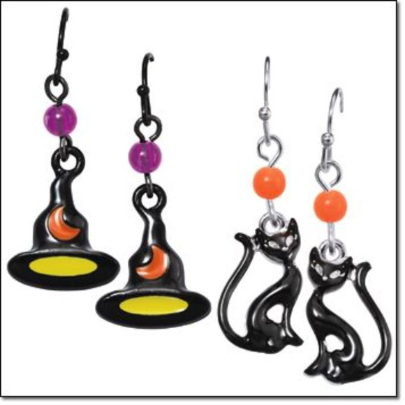 Avon Halloween Black Hat pierced earrings - Picture 2 of 2